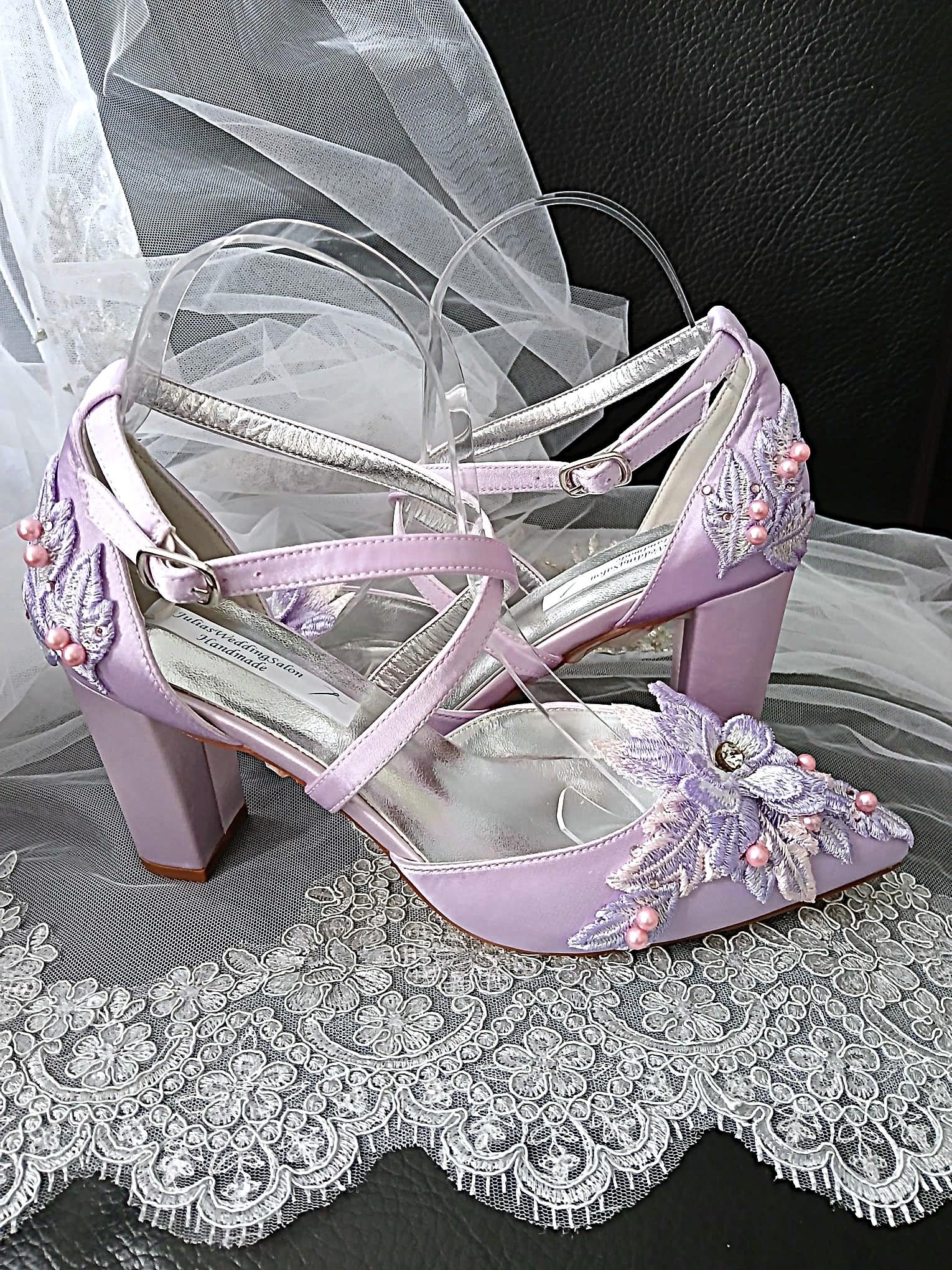 Light Purple Floral Heel Sandal & Clutch Set: Formal Event Footwear