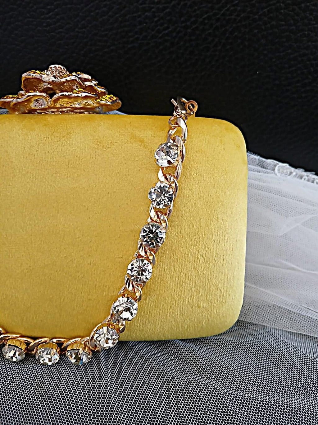 Yellow Velvet Evening Clutch: Crystal Handle Flower Closure, Wedding Handbag