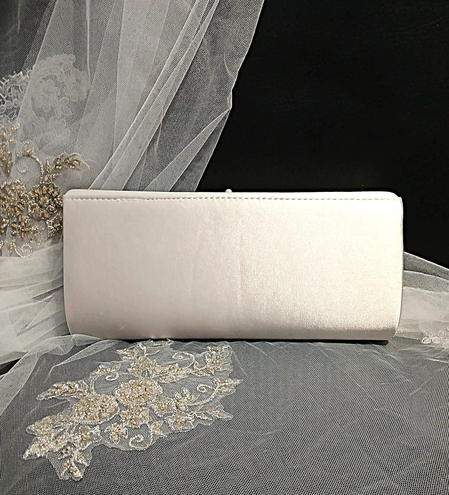 Ivory Hat and Satin Clutch Bag Set For Bride
