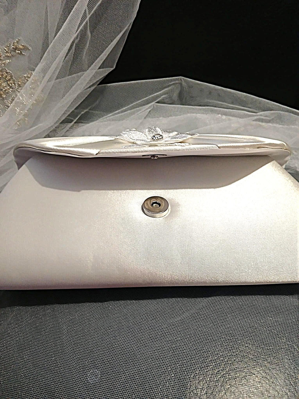 Ivory Hat and Satin Clutch Bag Set For Bride