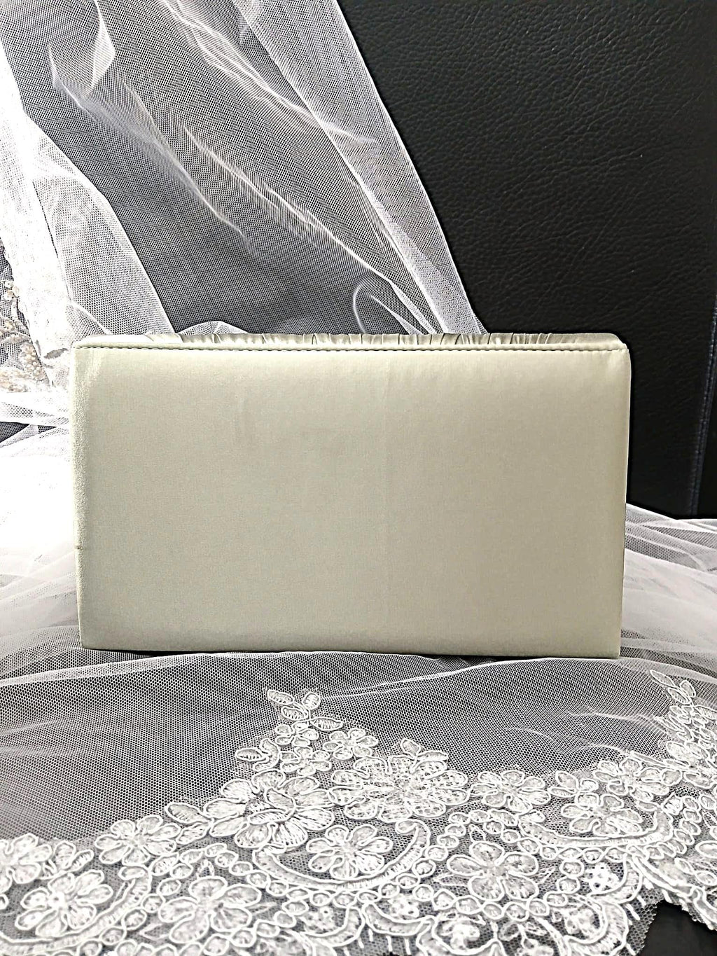 Sage Green Floral Hat & Satin Clutch Bag Set For Formal Event