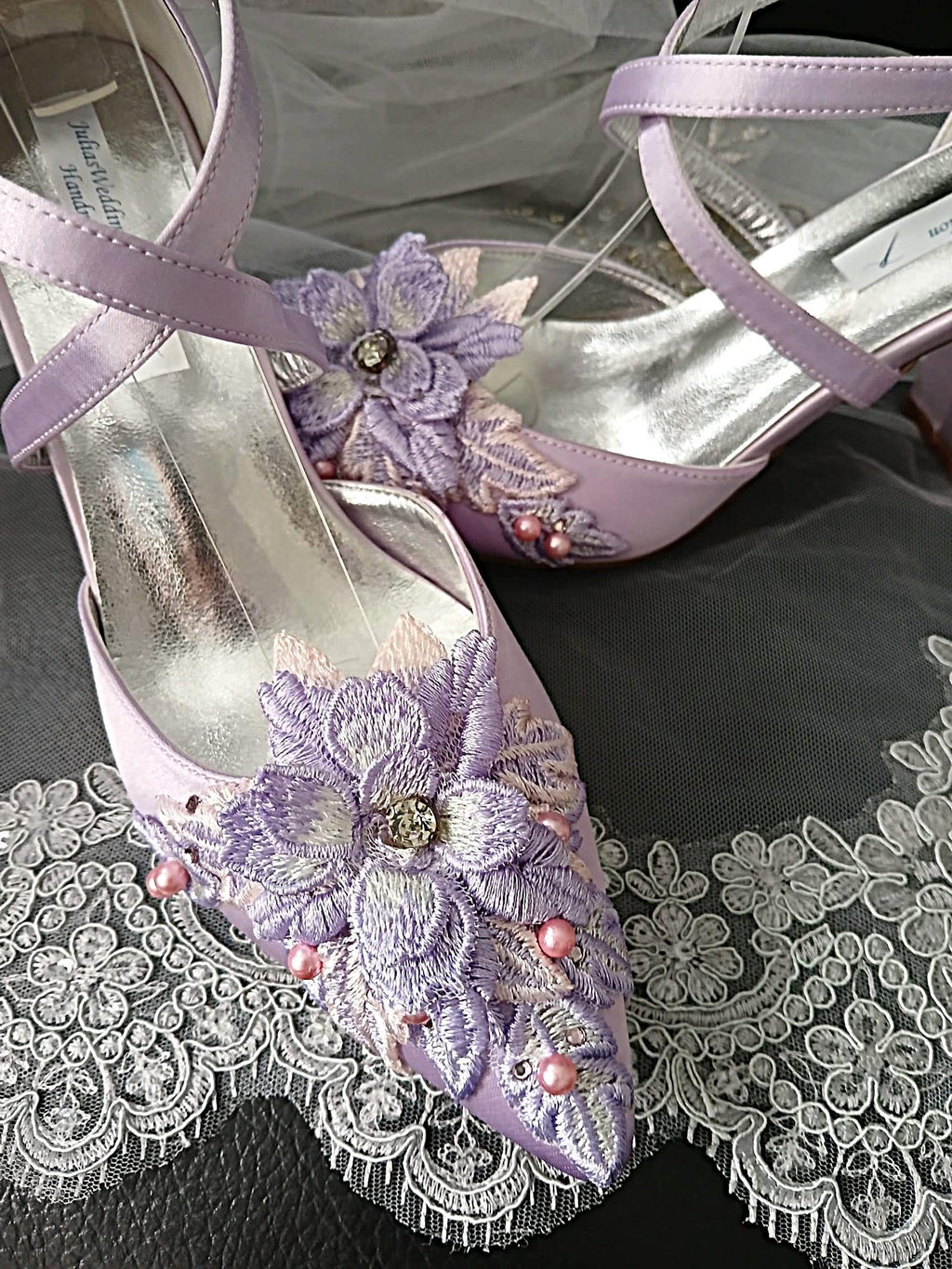 Light Purple Floral Heel Sandal & Clutch Set: Formal Event Footwear