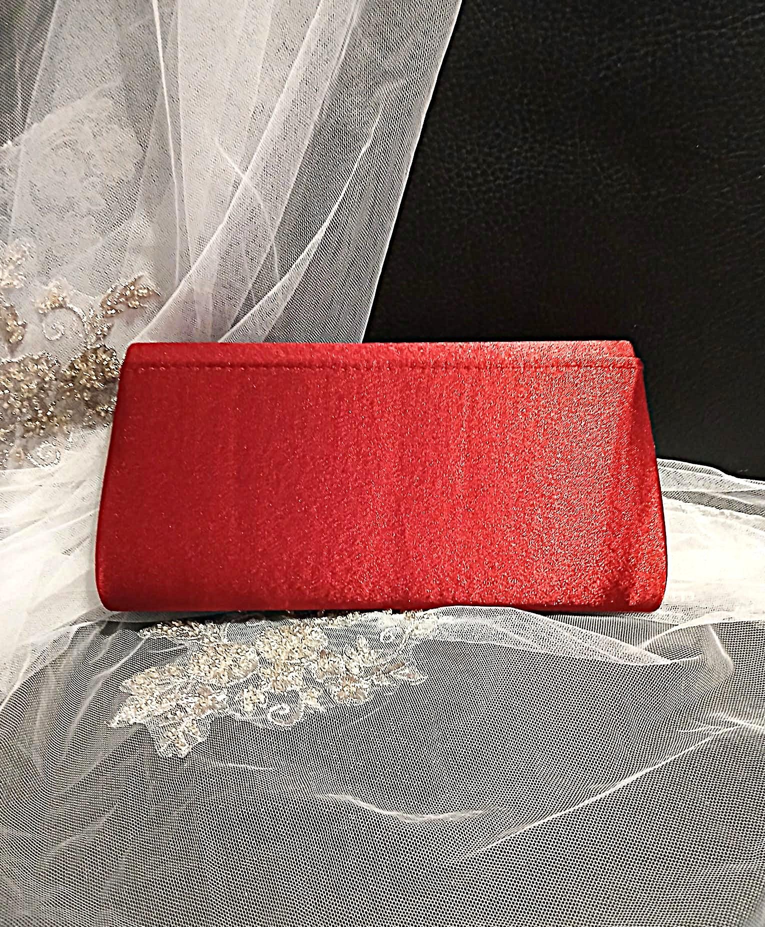 Burgundy Floral Hat & Satin Clutch Bag Set For Formal Occasion