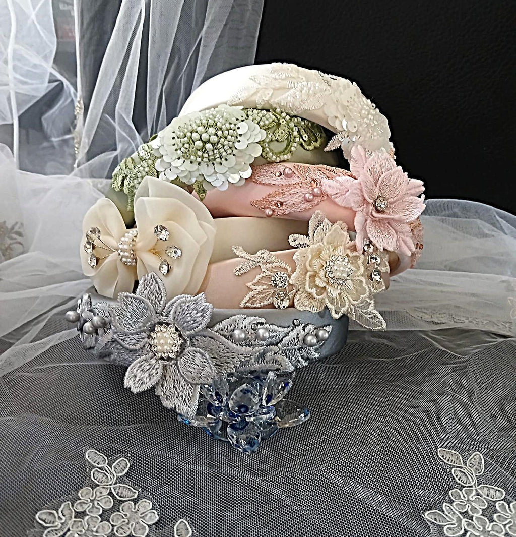 Floral Satin Wedding Headband: Bridal or Bridesmaid Crown