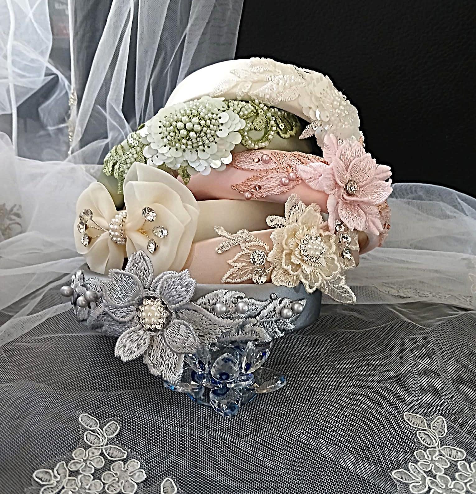 Floral Satin Wedding Headband: Bridal or Bridesmaid Crown