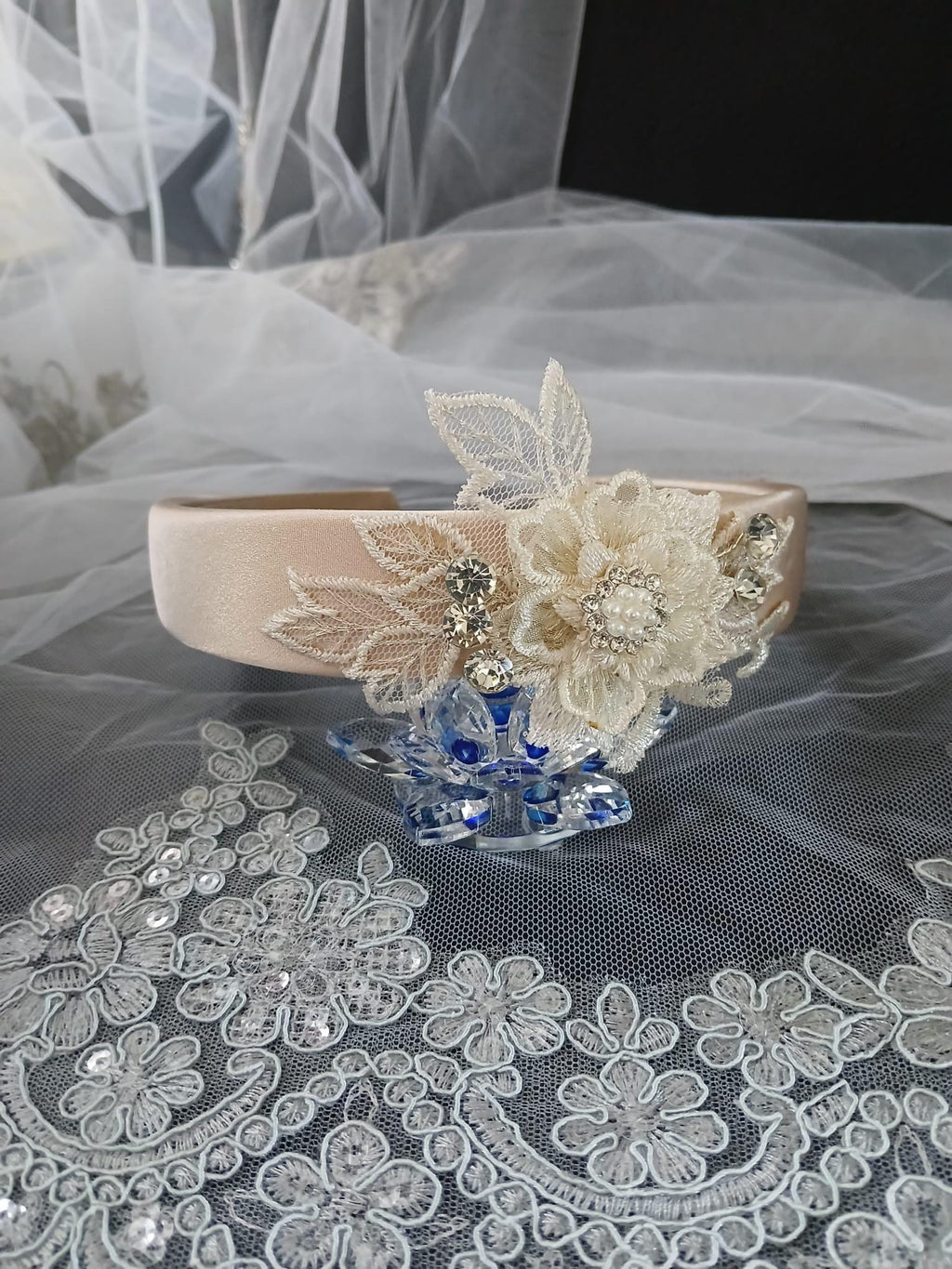Floral Satin Wedding Headband: Bridal or Bridesmaid Crown