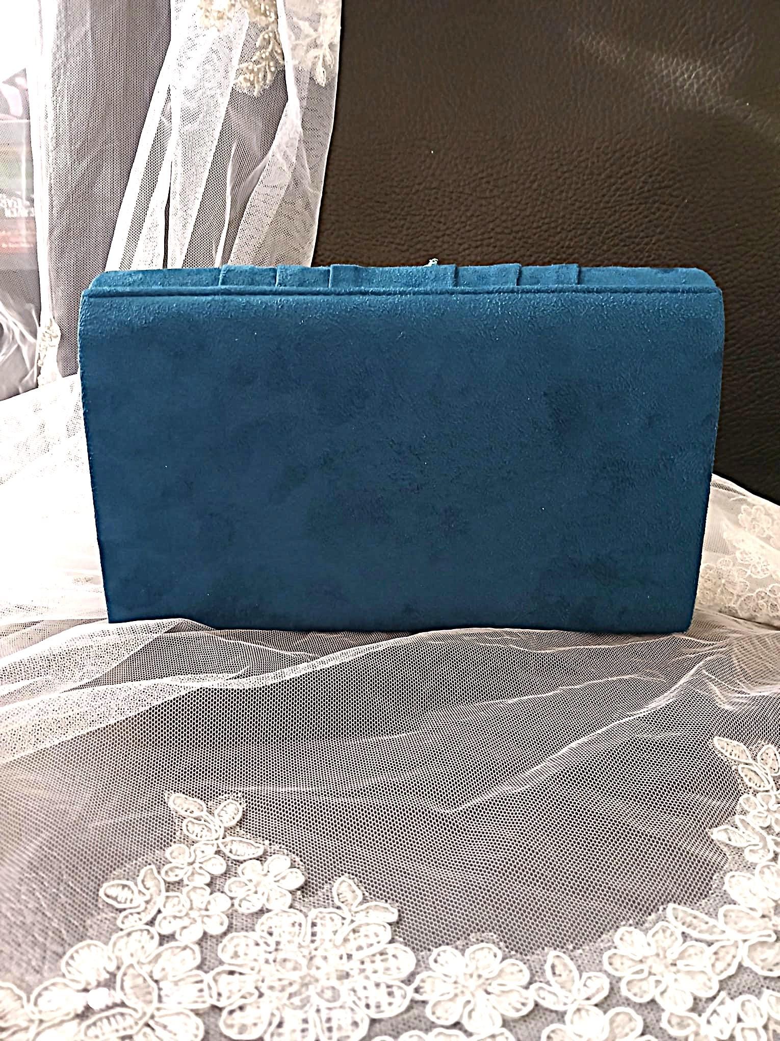 Teal Floral Hat & Satin Clutch Bag Set: Formal Event Accessories