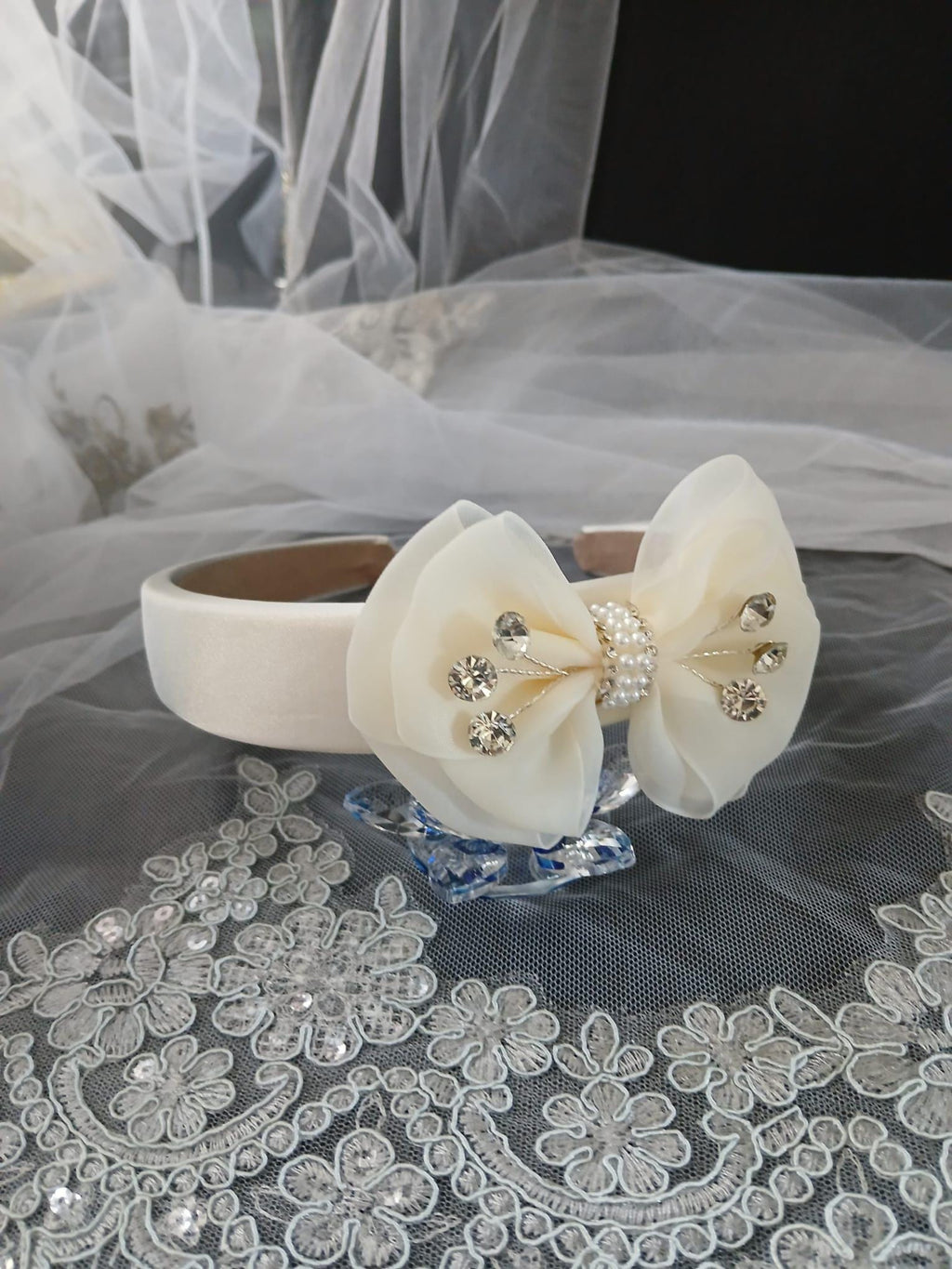 Floral Satin Wedding Headband: Bridal or Bridesmaid Crown