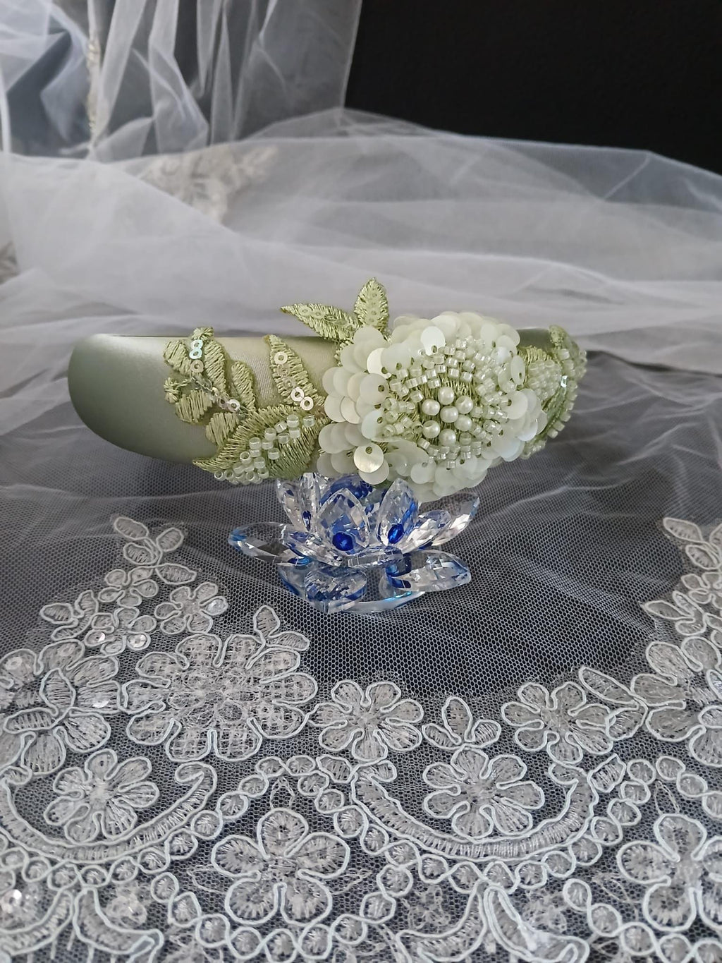 Floral Satin Wedding Headband: Bridal or Bridesmaid Crown