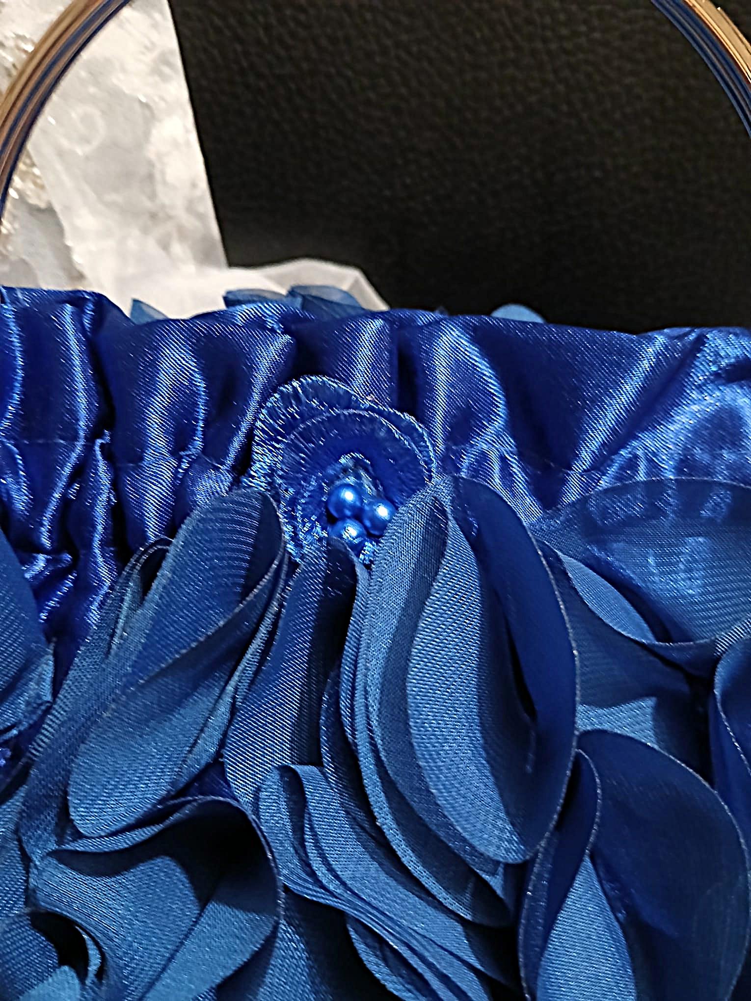 Floral Hat and Satin Clutch Bag Set: Royal Blue Formal Accessories