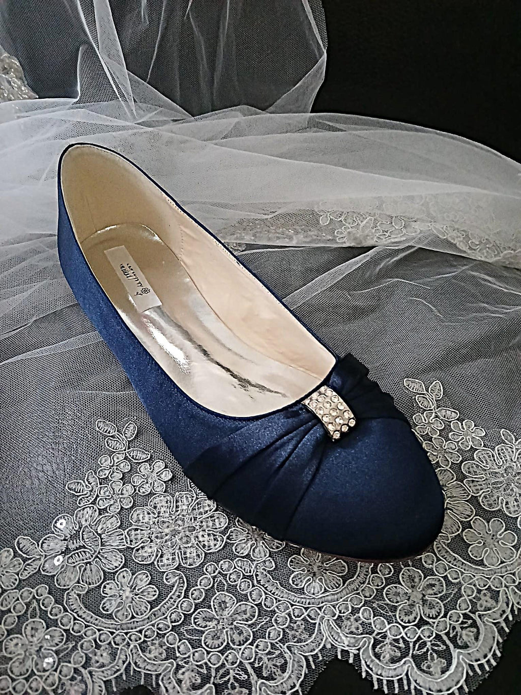 Navy Blue Classic Flat Shoes Set : Flats Hat and Clutch Bag, Formal Event Footwear