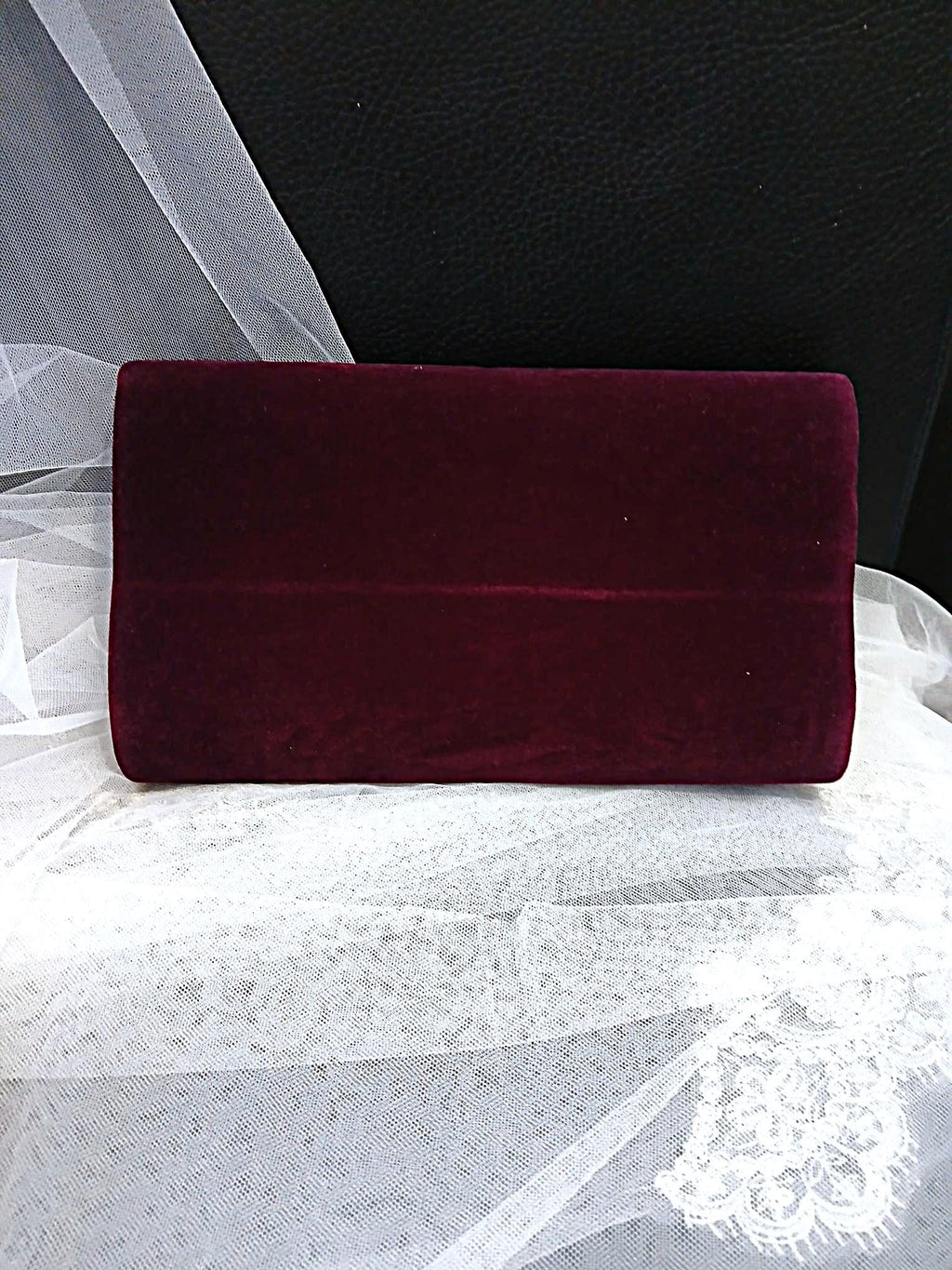 Dark Purple Velvet Evening ClutchBag, Floral Handbag For Formal Event