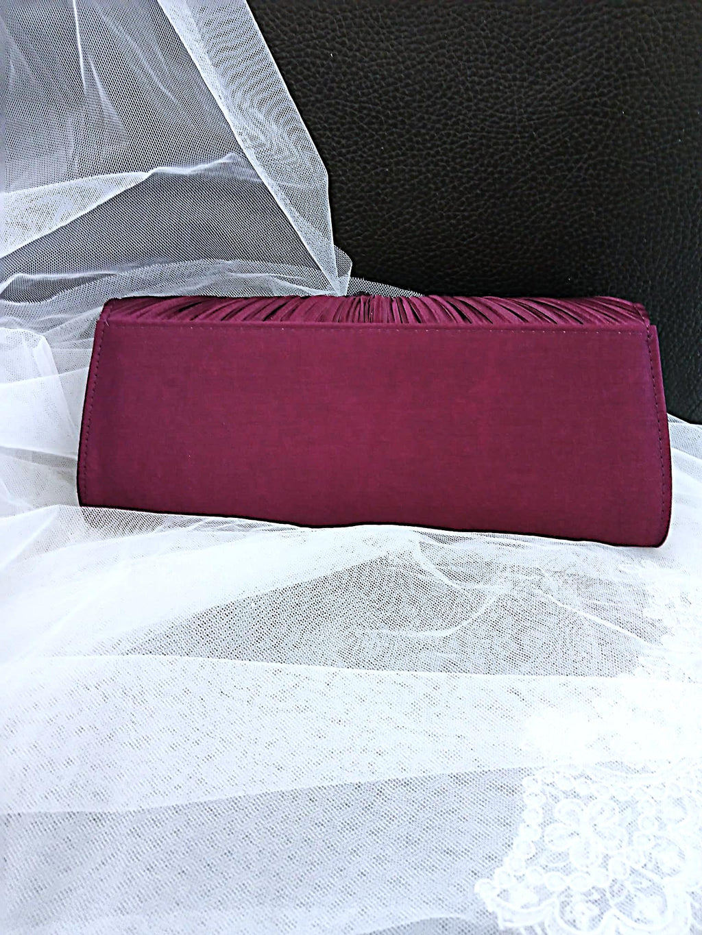 Purple Satin Evening Clutch: Floral Wedding Handbag with Chain