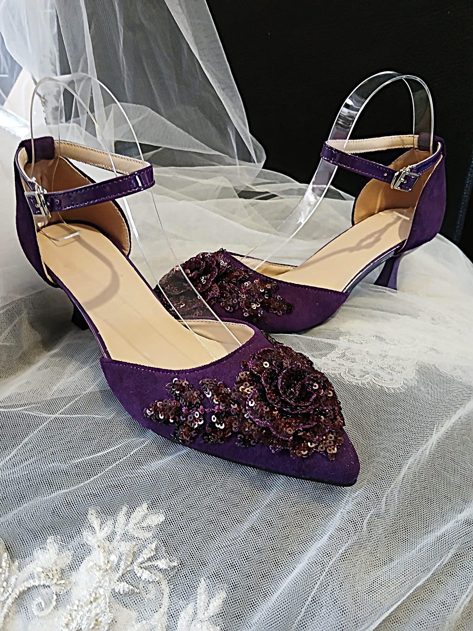 Purple Suede Shoe Set: Handmade Clutch & Hat, Formal Accessory