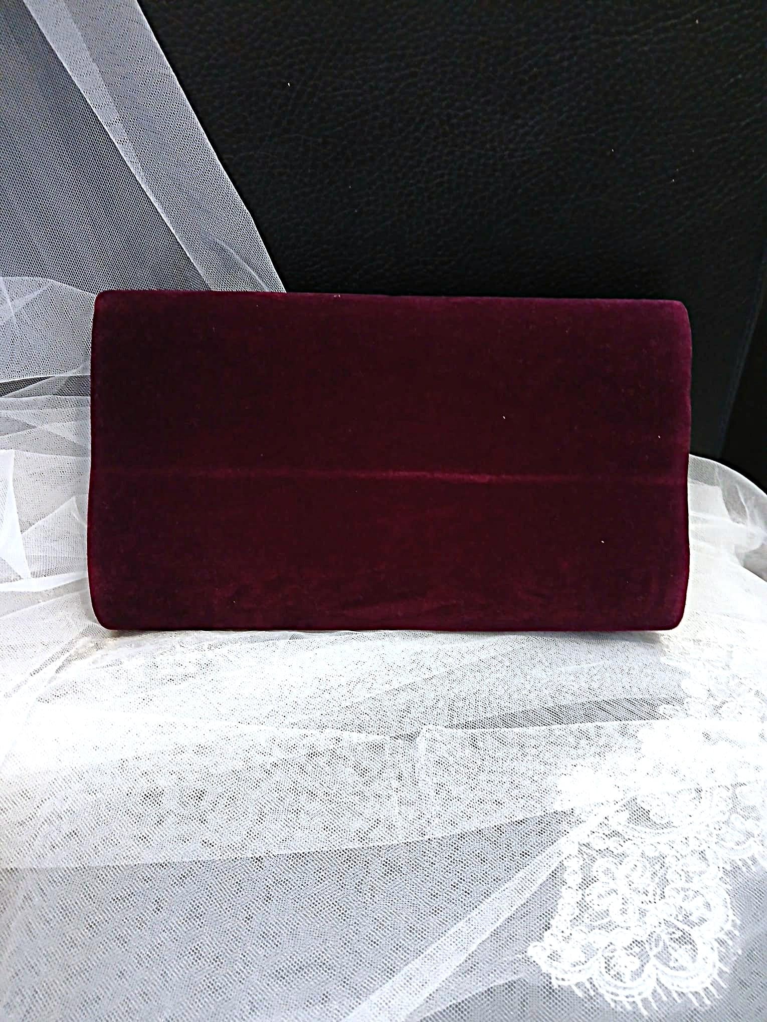 Dark Purple Floral Fascinator Hat & Velvet Clutch Bag Set For Formal Event
