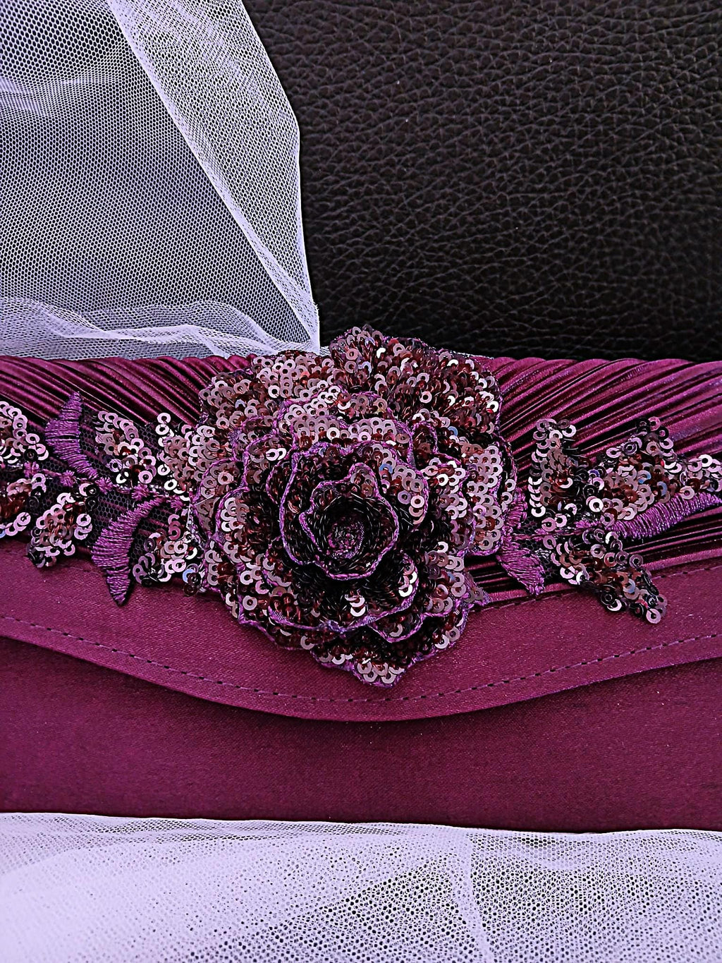 Purple Floral Hat & Satin Clutch Bag Set: Formal Occasion Accessories