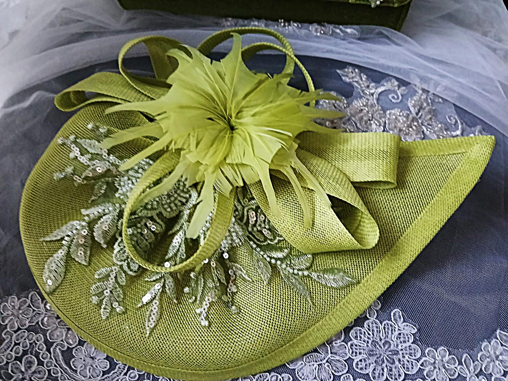 Olive Green Velvet Floral Evening Clutch Bag & Matching Hat Set, Elegant Vintage-Inspired Accessory