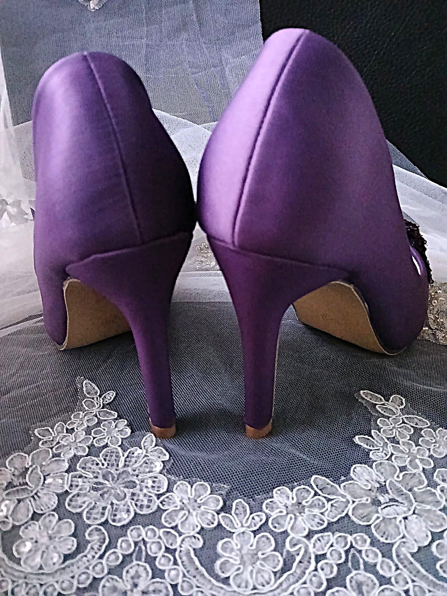 Purple Floral Occasion Shoes, Hat & Clutch Set: EU 38 (UK 5)