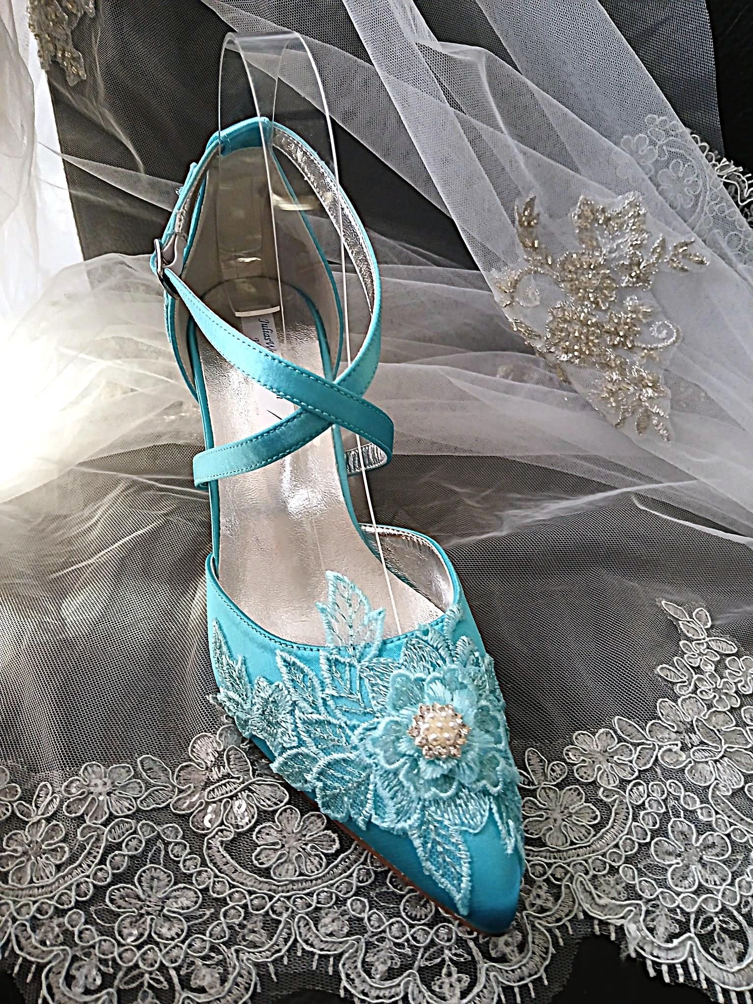 Turquoise Floral Block Heel Sandal & Clutch Set For Formal Occasions