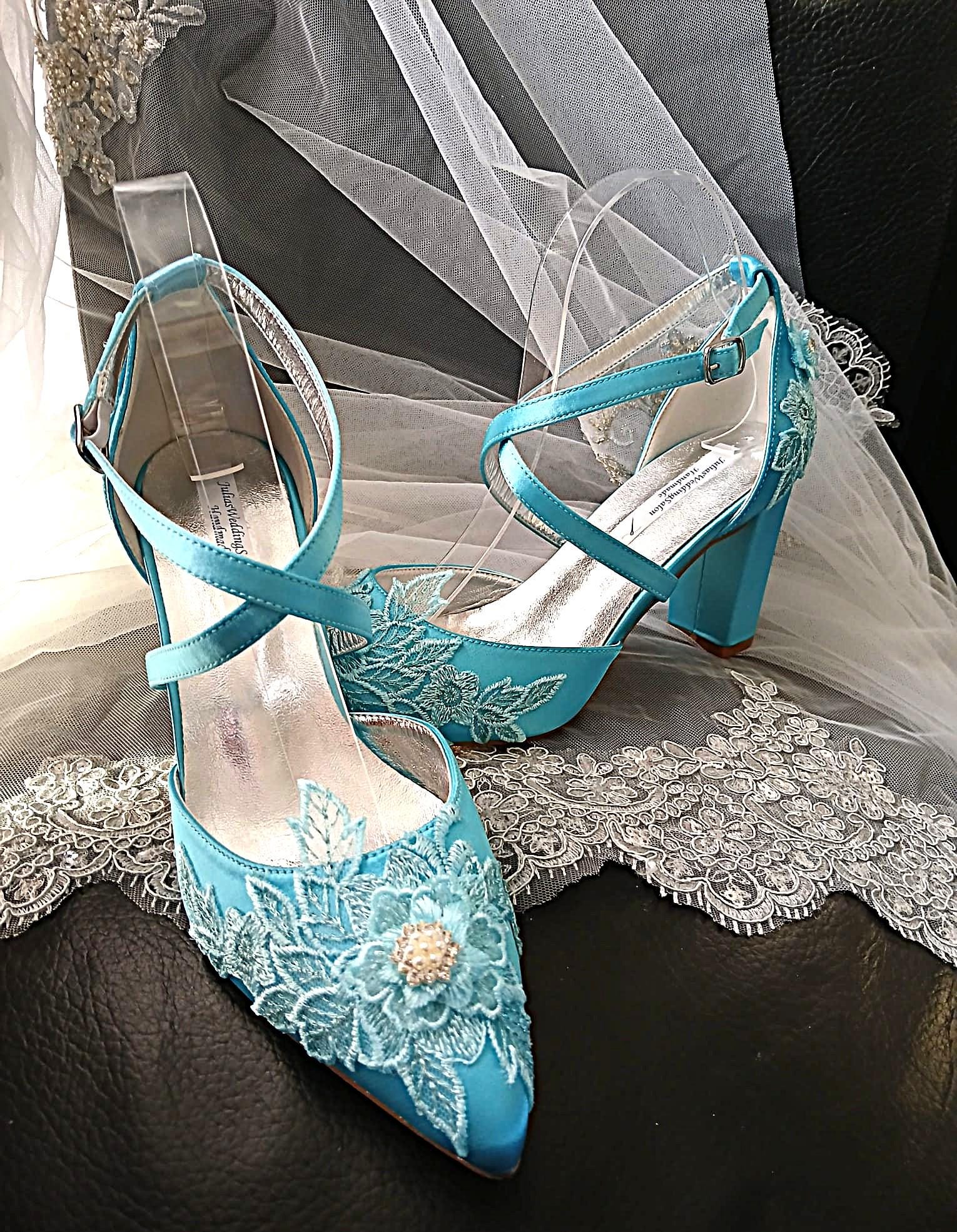 Turquoise Floral Block Heel Sandal & Clutch Set For Formal Occasions