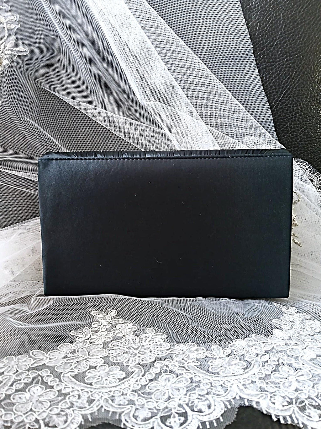 Navy Blue Floral Evening Clutch Bag & Hat Set For Formal Occasion