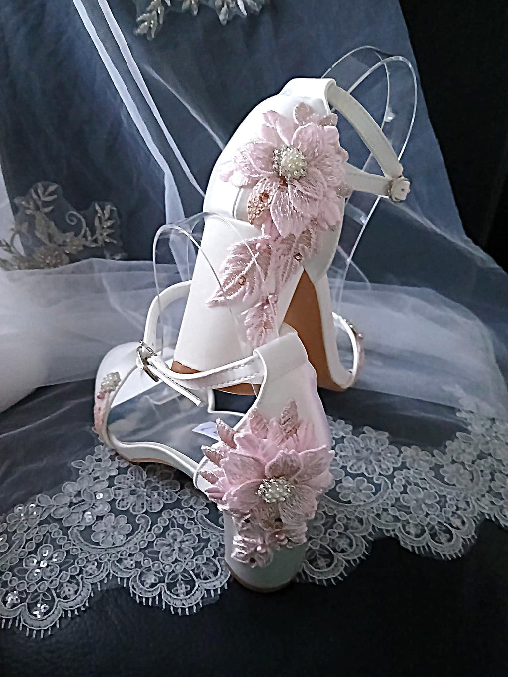Ivory Floral Block Heel Sandal Hat & Clutch Set: Formal Occasion Footwear