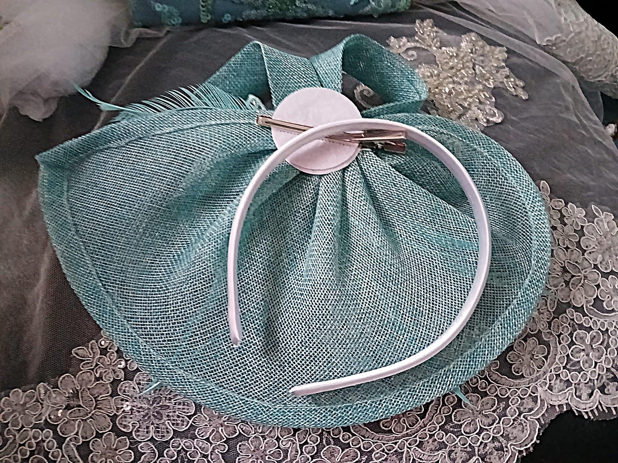 Turquoise Floral Hat & Embroidered Clutch Bag Set: Formal Event Accessories