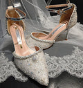 Pearl Crystal Wedding Shoes With 8cm Heels: Bridal Sandals
