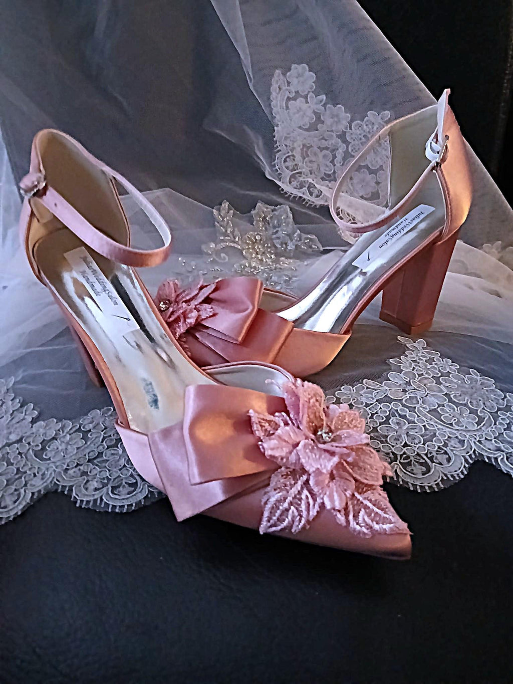 Dusky Pink Floral Block Heel Shoe Set: Hat and Clutch, Formal Event Footwear