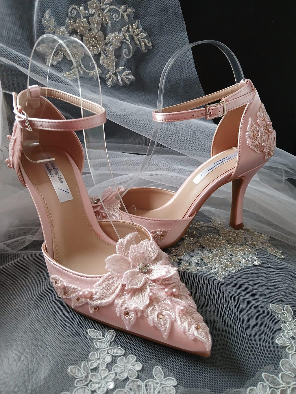Blush Pink Floral Thin Heel Sandal Hat & Clutch Set: Formal Occasion Footwear
