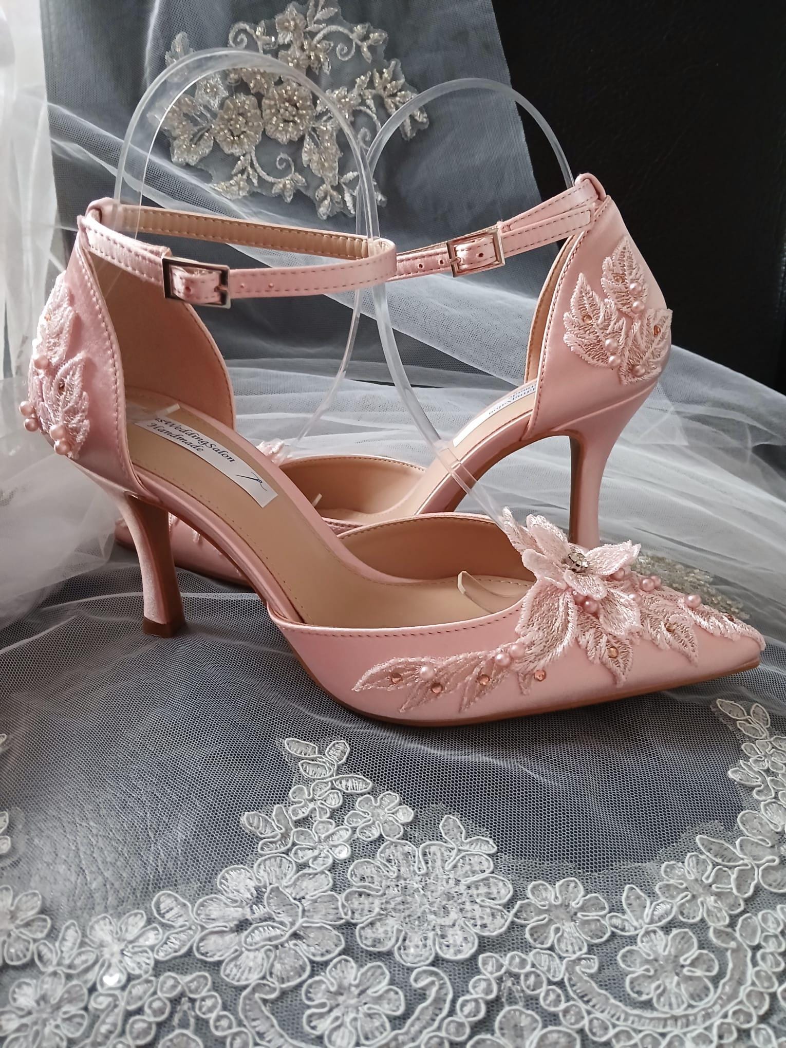 Blush Pink Floral Thin Heel Sandal Hat & Clutch Set: Formal Occasion Footwear