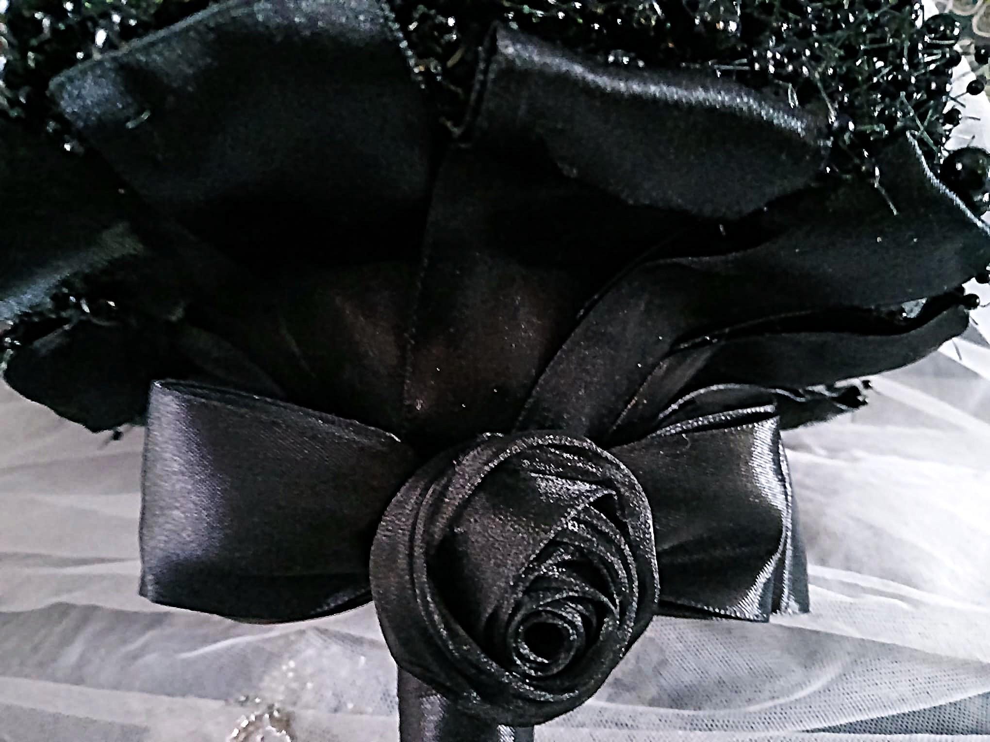Black Pearl Round Posy Bouquet for Bride or Bridesmaid - Gothic And Dark