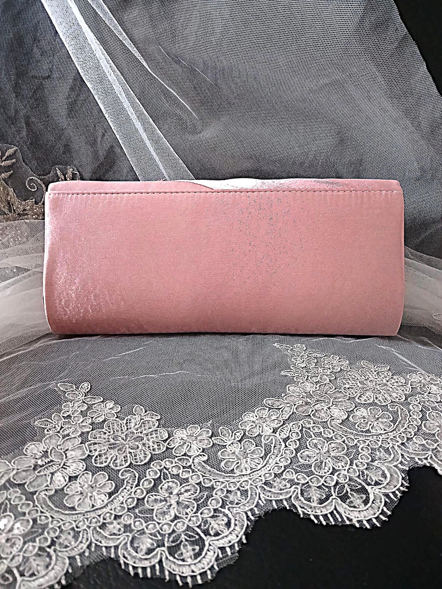 Dusky Pink Floral Fascinator Hat & Satin Clutch Bag Set