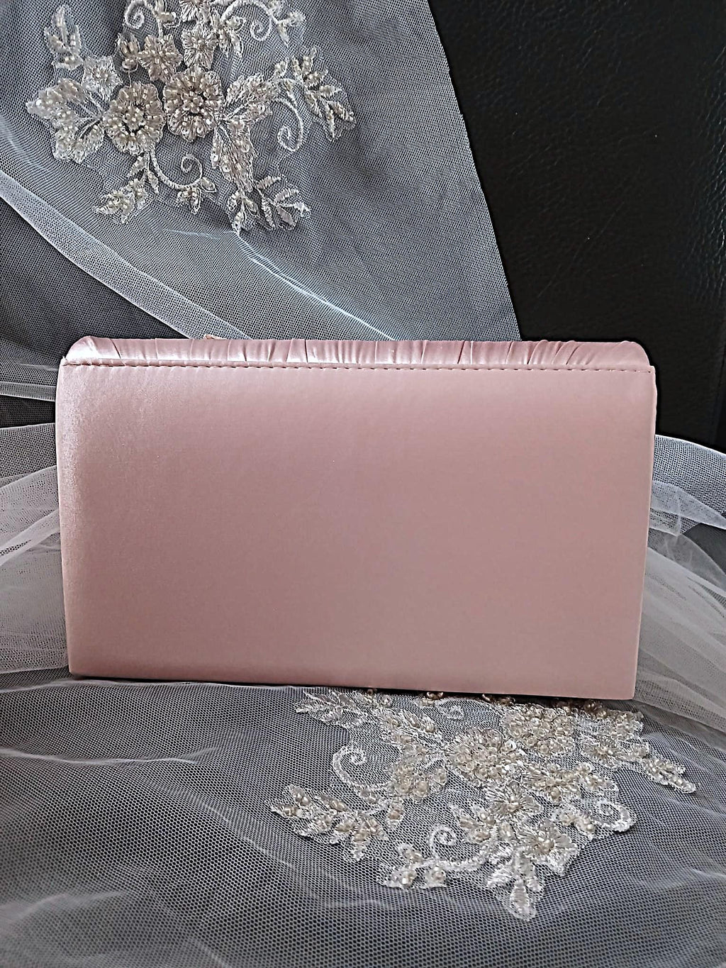 Blush Pink Floral Hat & Satin Clutch Bag Set For Formal Event And Party