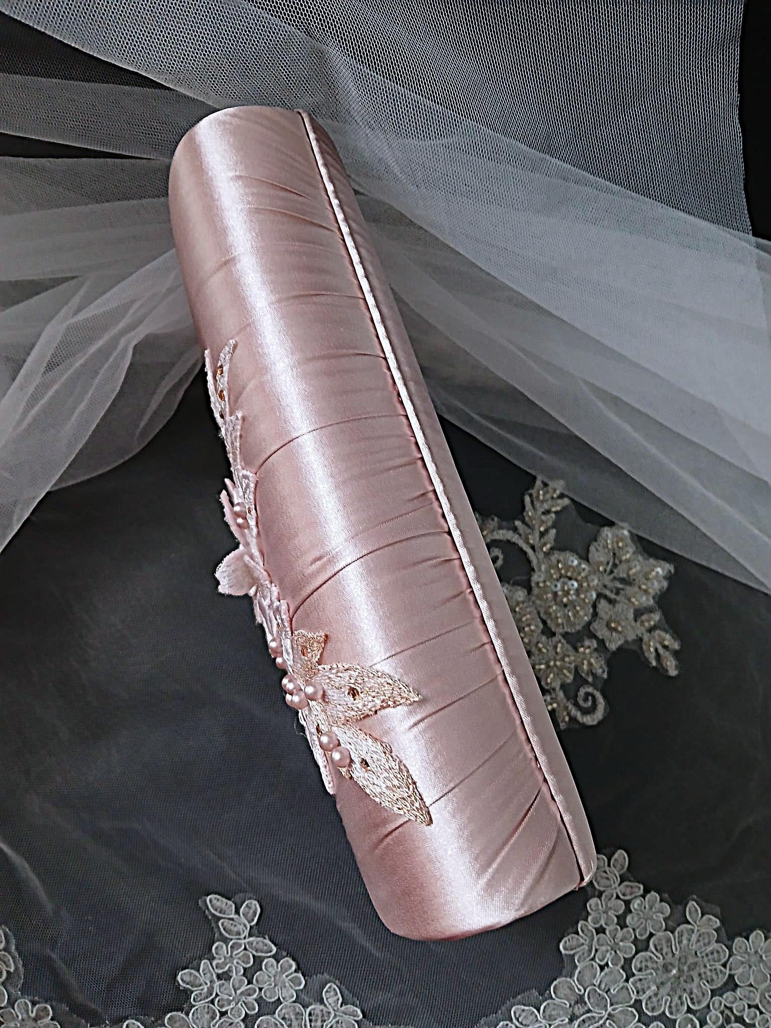 Blush Pink Floral Hat & Satin Evening Clutch Bag Set For Formal Event