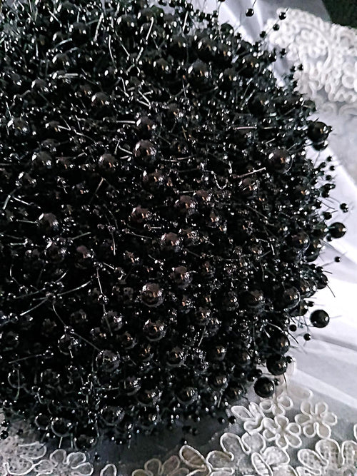 Black Pearl Round Posy Bouquet for Bride or Bridesmaid - Gothic And Dark